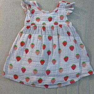 Nola Tawk Strawberry 100% Organic Cotton Muslin Dress -2T